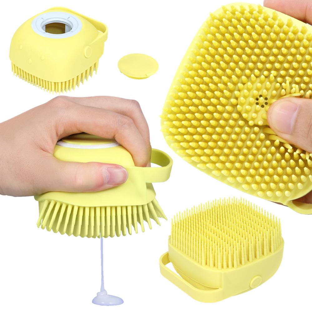 Cute Dog Bath Brush – Soft Silicone Pet Grooming Tool for Gentle and Effective Cleaning, Massaging & Shedding Removal