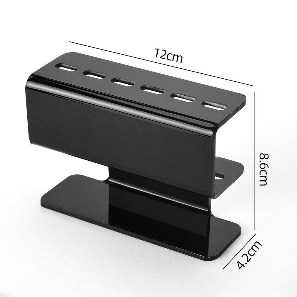 8-Hole Dust-Proof Acrylic Eyelash Tweezers Holder – Marble Tweezer Stand Display Organizer with Cover for Lash Extensions (Black)