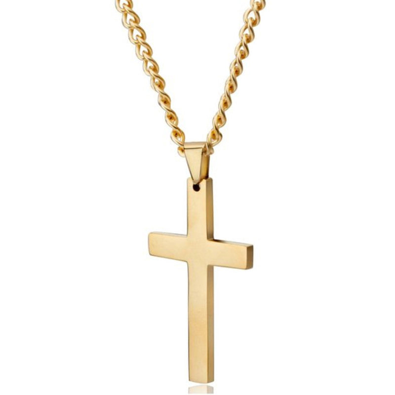 Elegant Christian Cross Necklace – Titanium and Stainless Steel Pendant, Stylish Gold and Black Choker for Men and Women, Perfect Gift for All Occasions