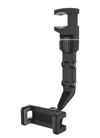 360° Rotatable Smartphone Car Holder, Adjustable Telescopic Phone Mount, Rearview Mirror Bracket for Hands-Free Driving