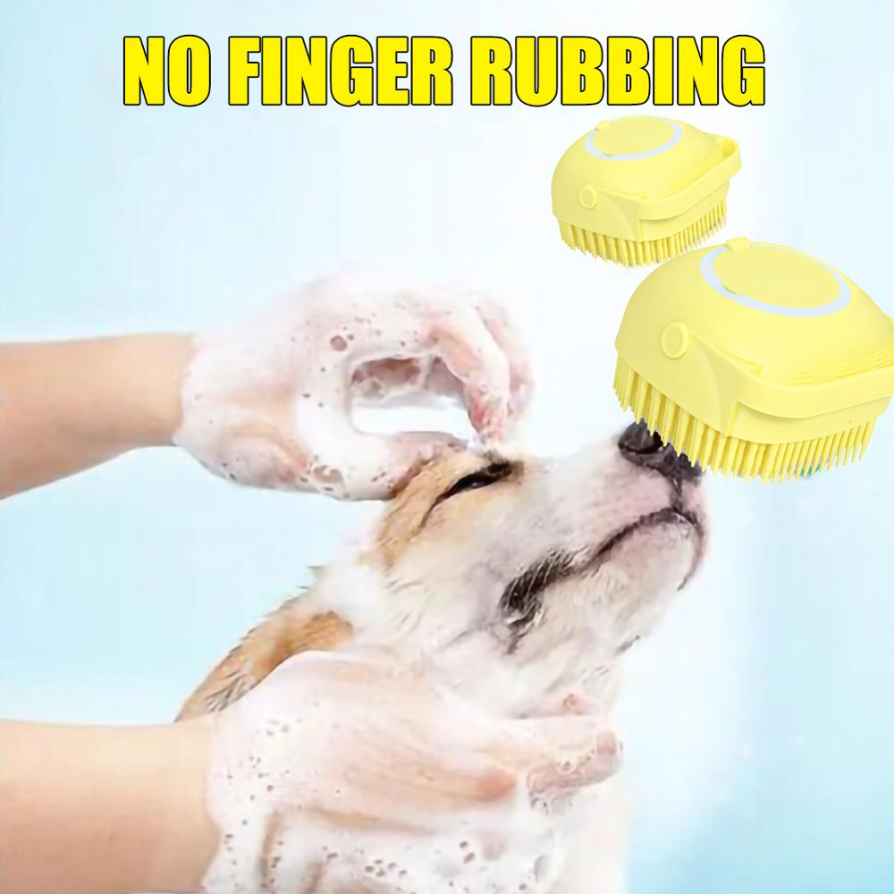 Cute Dog Bath Brush – Soft Silicone Pet Grooming Tool for Gentle and Effective Cleaning, Massaging & Shedding Removal