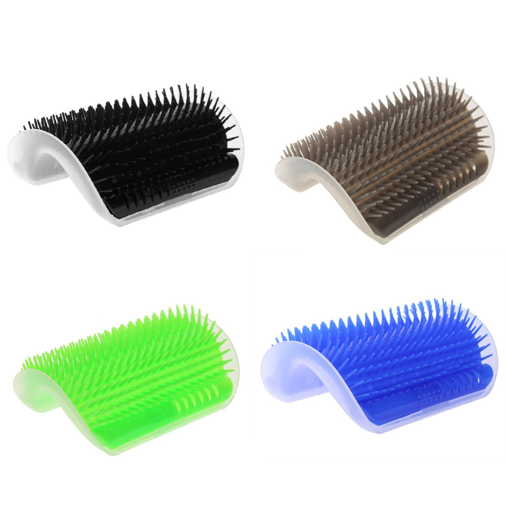 Cat Self-Groomer Corner Brush – Wall-Mounted Cat Massage Brush with Catnip Attraction, Easy to Install and Clean, Reduces Shedding and Hairballs