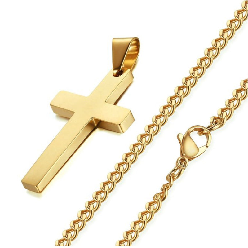 Elegant Christian Cross Necklace – Titanium and Stainless Steel Pendant, Stylish Gold and Black Choker for Men and Women, Perfect Gift for All Occasions