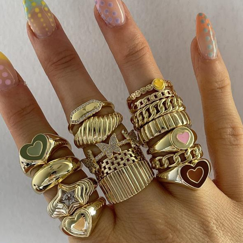 Creative Love Heart Ring – Elegant Alloy Ring with Color Retention Electroplating, Available in Sizes 6/7/8, Packaged in a Bubble Bag