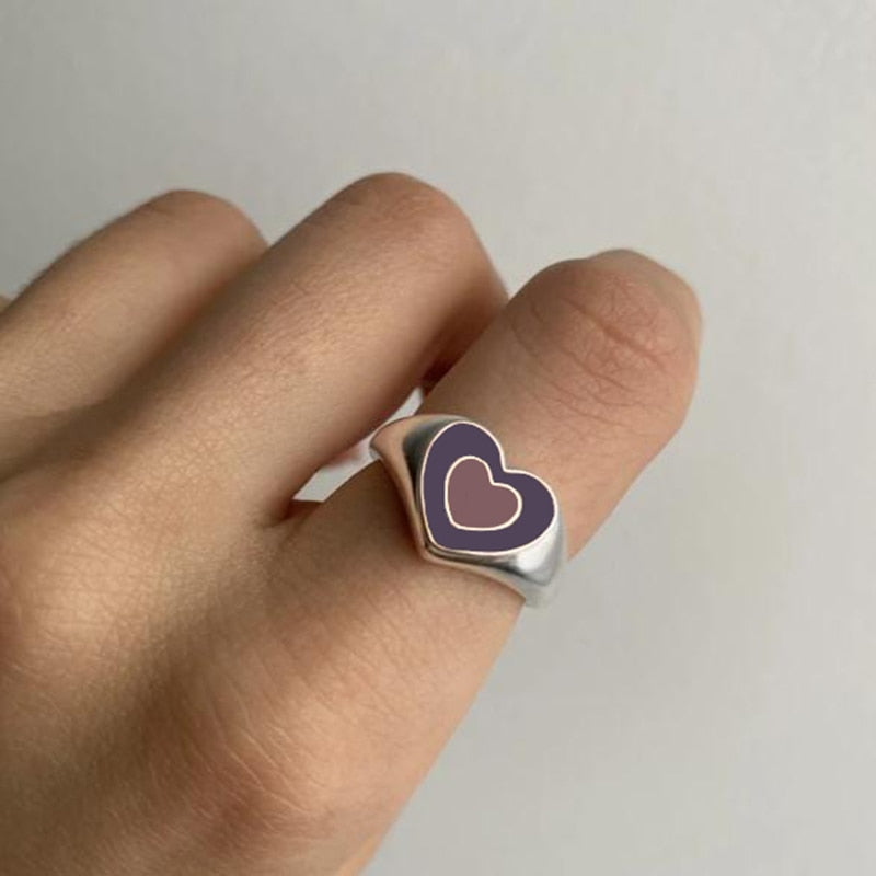Creative Love Heart Ring – Elegant Alloy Ring with Color Retention Electroplating, Available in Sizes 6/7/8, Packaged in a Bubble Bag