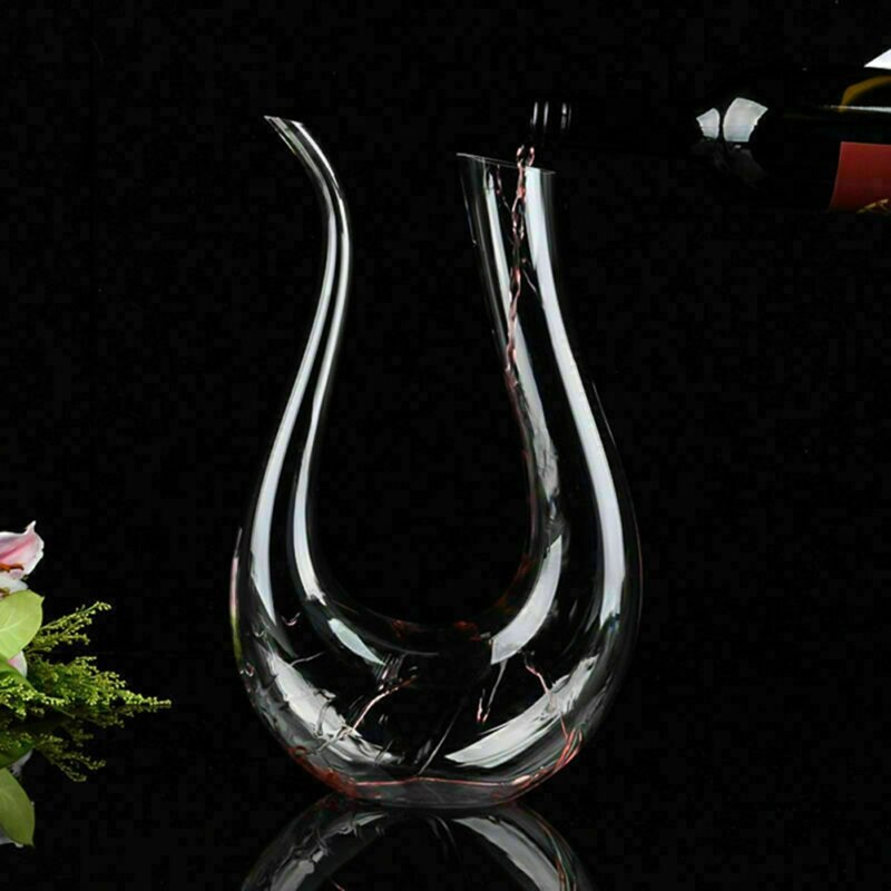 Crystal U-Shaped Wine Decanter – 1500ml Glass Aerator for Red & White Wines, Hand-Blown Lead-Free Carafe