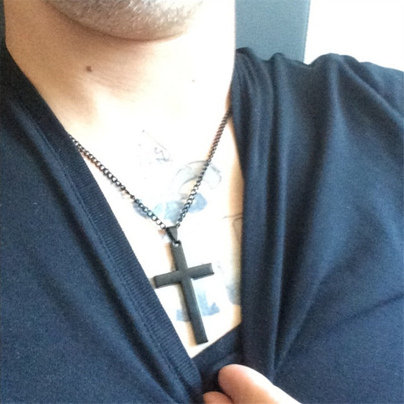 Elegant Christian Cross Necklace – Titanium and Stainless Steel Pendant, Stylish Gold and Black Choker for Men and Women, Perfect Gift for All Occasions