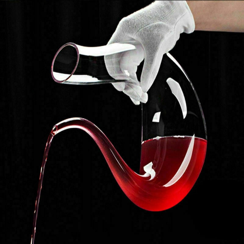 Crystal U-Shaped Wine Decanter – 1500ml Glass Aerator for Red & White Wines, Hand-Blown Lead-Free Carafe