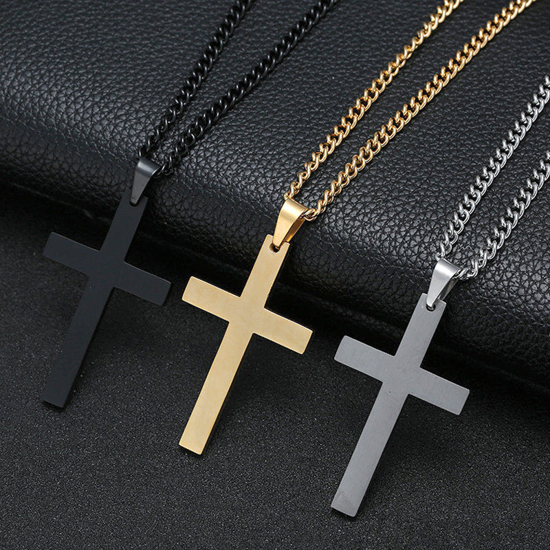 Elegant Christian Cross Necklace – Titanium and Stainless Steel Pendant, Stylish Gold and Black Choker for Men and Women, Perfect Gift for All Occasions