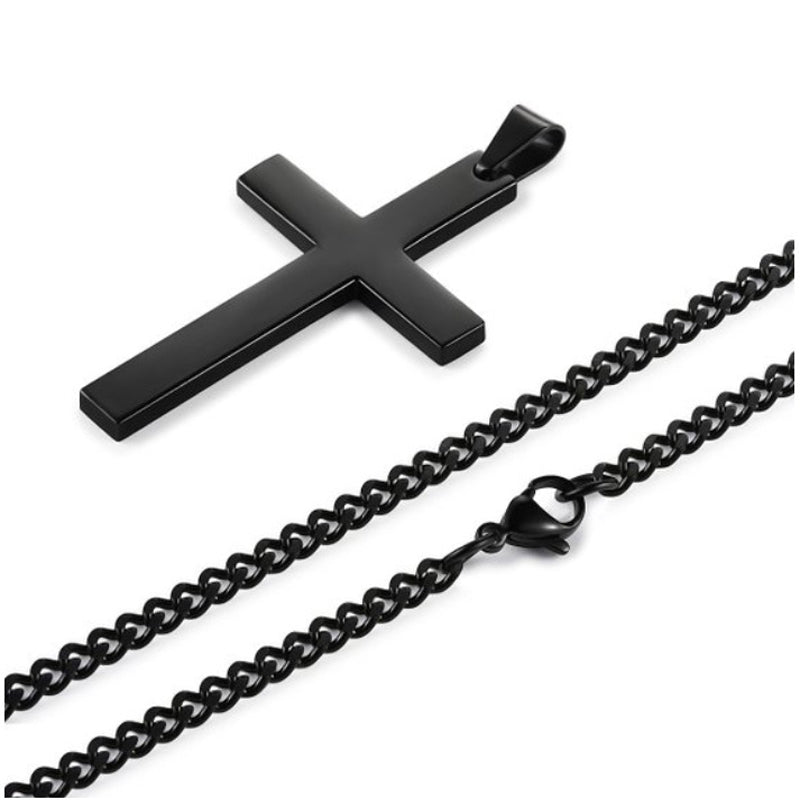 Elegant Christian Cross Necklace – Titanium and Stainless Steel Pendant, Stylish Gold and Black Choker for Men and Women, Perfect Gift for All Occasions