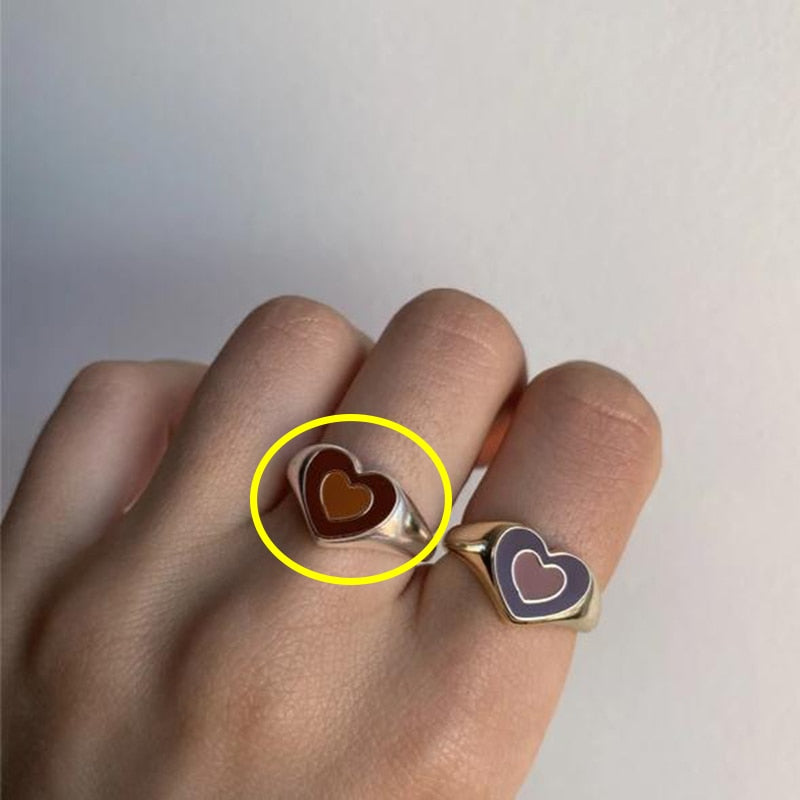 Creative Love Heart Ring – Elegant Alloy Ring with Color Retention Electroplating, Available in Sizes 6/7/8, Packaged in a Bubble Bag