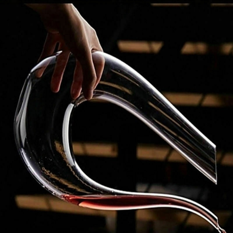 Crystal U-Shaped Wine Decanter – 1500ml Glass Aerator for Red & White Wines, Hand-Blown Lead-Free Carafe