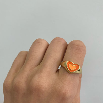 Creative Love Heart Ring – Elegant Alloy Ring with Color Retention Electroplating, Available in Sizes 6/7/8, Packaged in a Bubble Bag