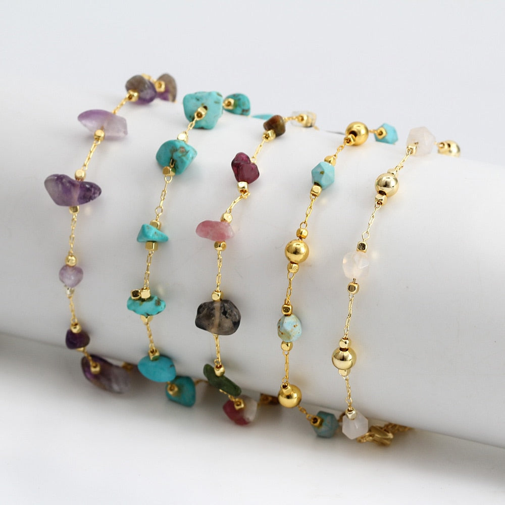 Elegant Charm Bracelet – High-Quality Copper with Pearls and Natural Stones, Perfect Accessory for Any Outfit, Ideal Gift for All Occasions