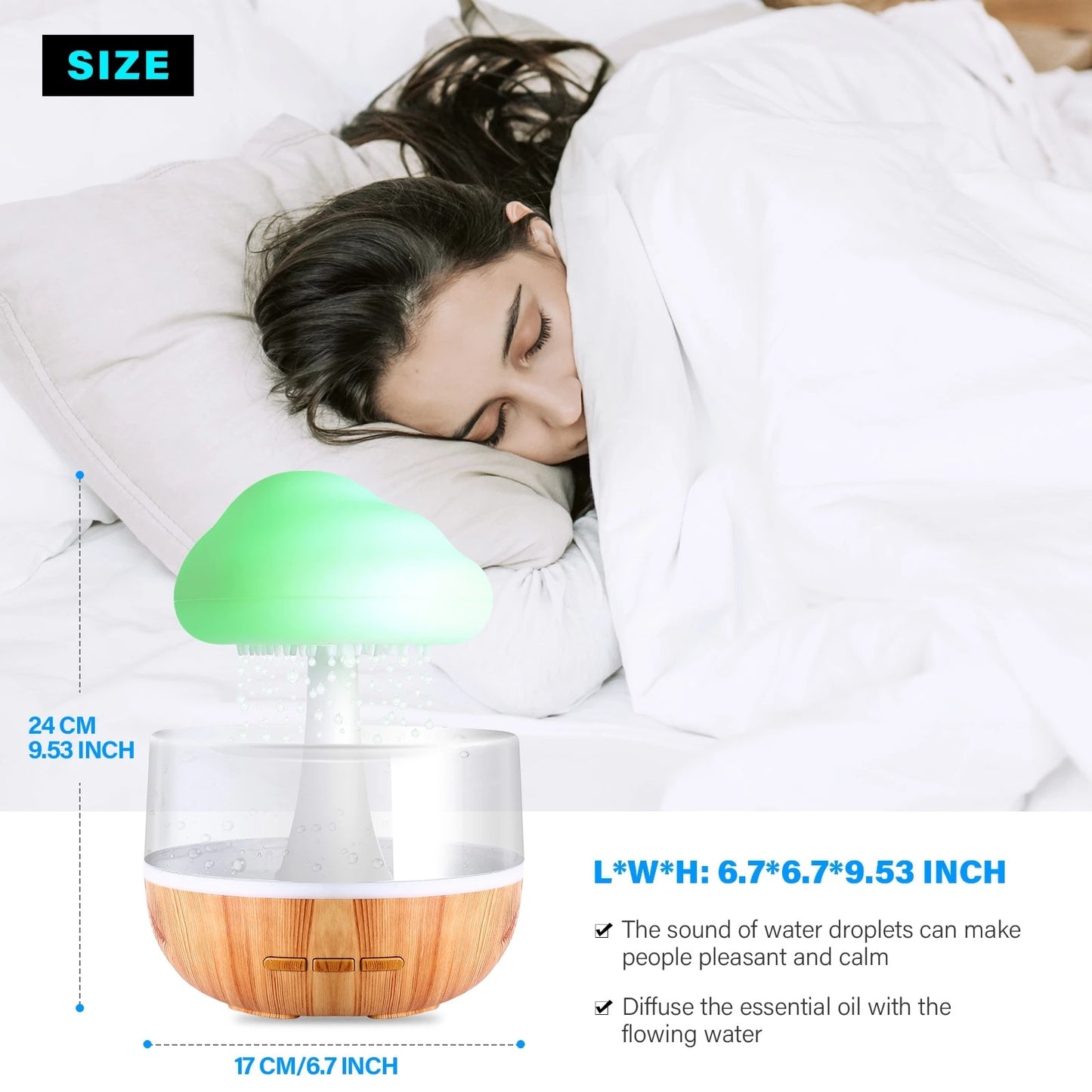 Desktop Rain Cloud Humidifier – Ultrasonic Cool Mist Air Humidifier with LED Light, Quiet Operation, and 7 Color Options for Home and Office Use
