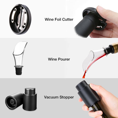 Automatic Wine Bottle Opener – Rechargeable Electric Corkscrew with Foil Cutter, 2-in-1 Aerator Pourer, and Vacuum Stopper – Cordless and Stylish Wine Opener