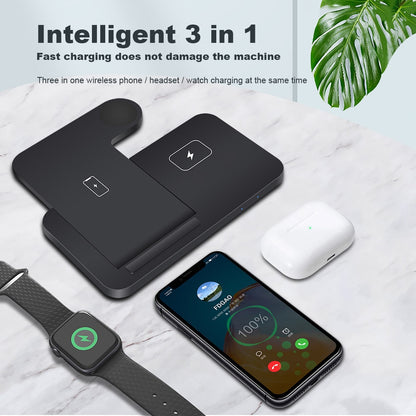 3-in-1 Wireless Fast Charger Dock Station – 15W Qi-Certified Charging Stand for iPhone, Apple Watch, and AirPods