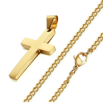 Elegant Christian Cross Necklace – Titanium and Stainless Steel Pendant, Stylish Gold and Black Choker for Men and Women, Perfect Gift for All Occasions