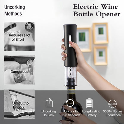 Automatic Wine Bottle Opener – Rechargeable Electric Corkscrew with Foil Cutter, 2-in-1 Aerator Pourer, and Vacuum Stopper – Cordless and Stylish Wine Opener
