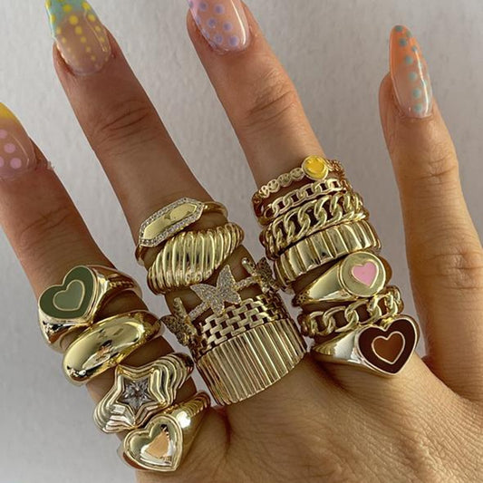 Creative Love Heart Ring – Elegant Alloy Ring with Color Retention Electroplating, Available in Sizes 6/7/8, Packaged in a Bubble Bag