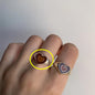 Creative Love Heart Ring – Elegant Alloy Ring with Color Retention Electroplating, Available in Sizes 6/7/8, Packaged in a Bubble Bag