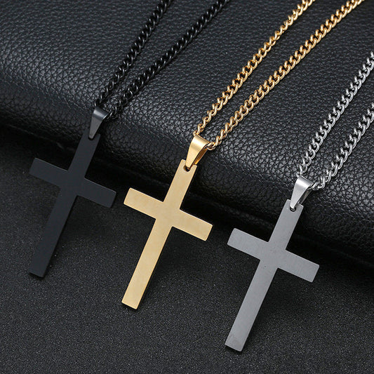 Elegant Christian Cross Necklace – Titanium and Stainless Steel Pendant, Stylish Gold and Black Choker for Men and Women, Perfect Gift for All Occasions