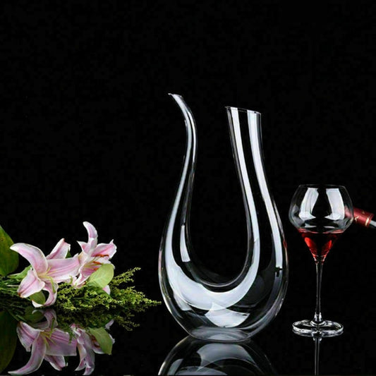 Crystal U-Shaped Wine Decanter – 1500ml Glass Aerator for Red & White Wines, Hand-Blown Lead-Free Carafe