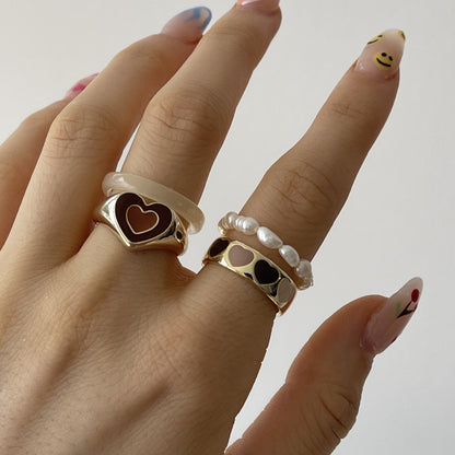 Creative Love Heart Ring – Elegant Alloy Ring with Color Retention Electroplating, Available in Sizes 6/7/8, Packaged in a Bubble Bag